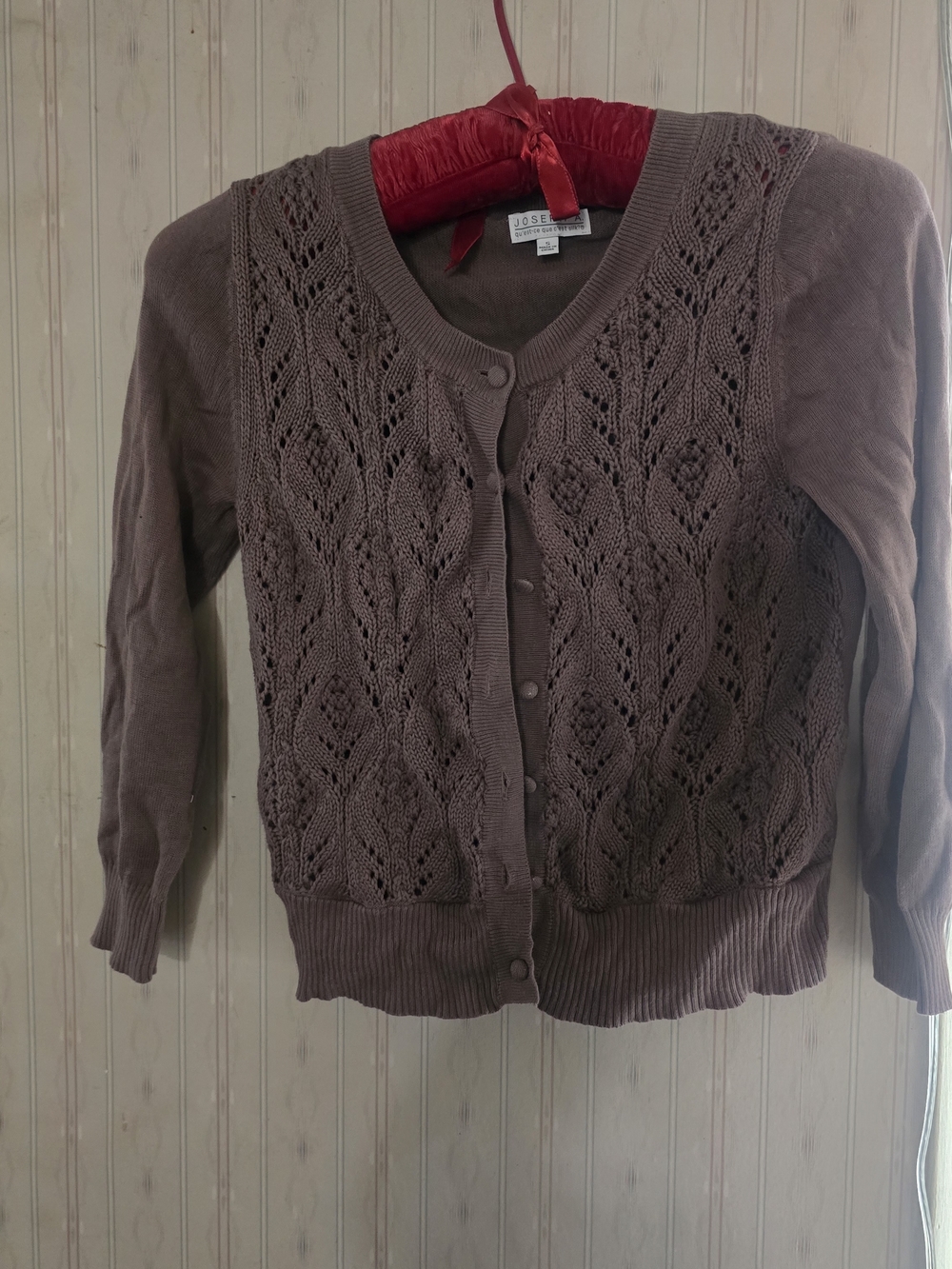 Joseph A Mauve Lace-Knit Button Cardigan